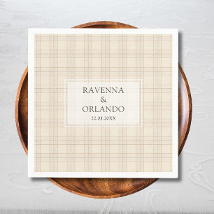 Classic Brown Cappuccino Plaid Rustic Wedding Napkin