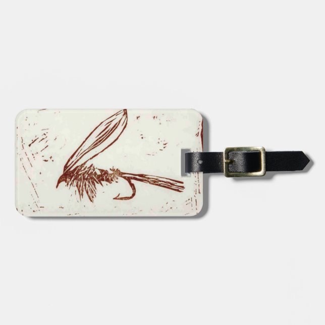Classic "Brown Hare's Ear" Wet Fly Luggage Tag (Front Horizontal)