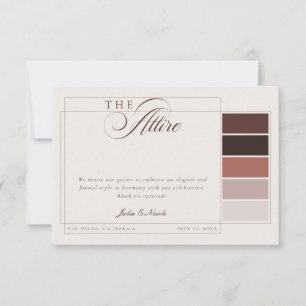 Classic Brown Ivory Calligraphy Formal Attire Code Invitation