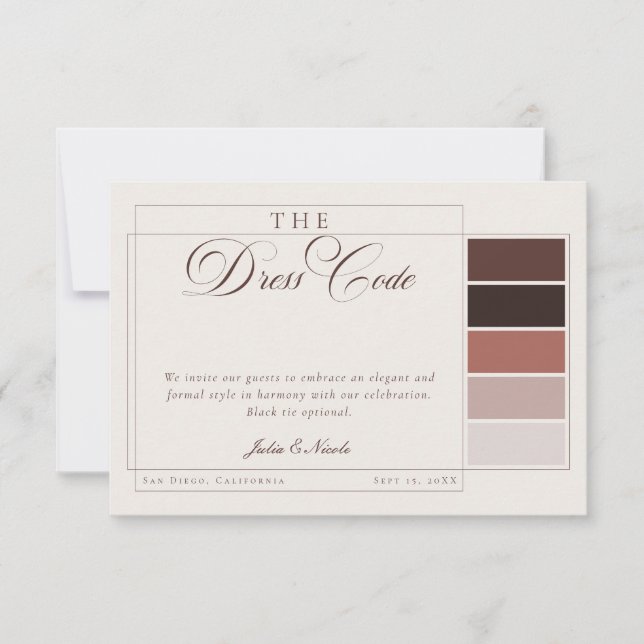 Classic Brown Ivory Calligraphy Formal Dress Code Invitation (Front)