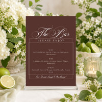 Classic Brown Ivory Calligraphy The Bar Sign