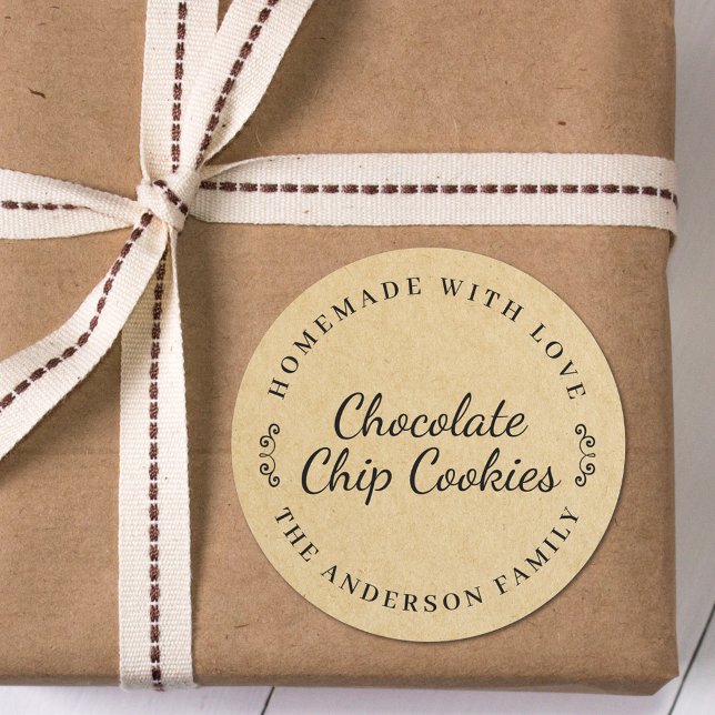 Classic Brown Kraft Personalised Baking Gift Classic Round Sticker (Creator Uploaded)