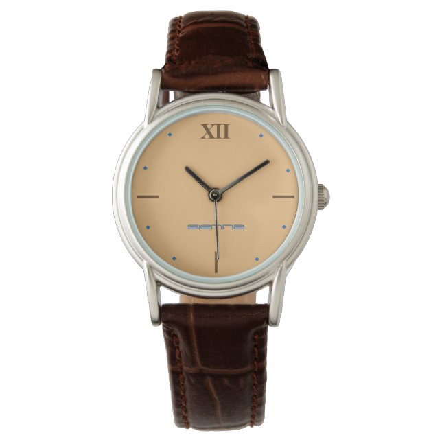 Classic Brown Leather Strap Watch (Front)