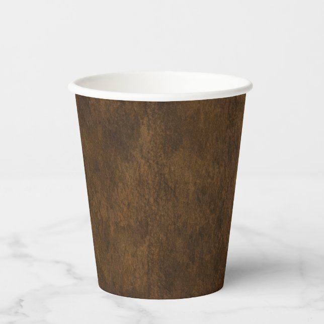 Classic Brown Leather Textured Paper Cups (Front)