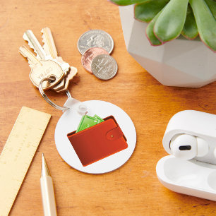 Classic Brown Leather Wallet with Cash Key Ring