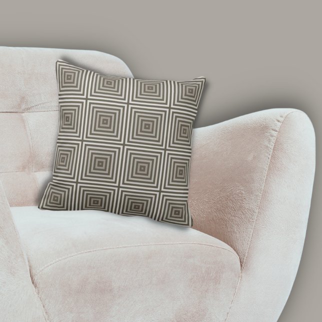 Classic Brown Nested Squares Pattern Throw Pillow (Classic Brown Nested Squares Pattern Throw Pillow)
