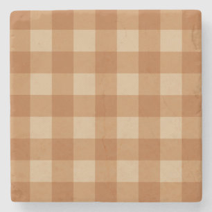 Classic brown plaid chequered cloth stone coaster