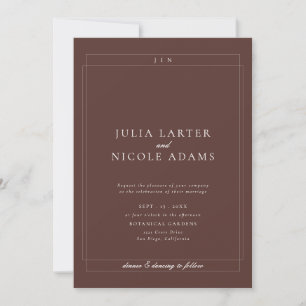 Classic Brown QR Code Detail RSVP Registry Wedding Invitation