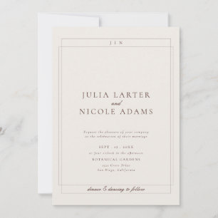 Classic Brown QR Code Detail RSVP Registry Wedding Invitation