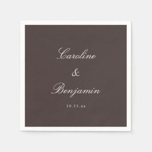 Classic Brown Script Elegant Wedding Custom Name Napkin