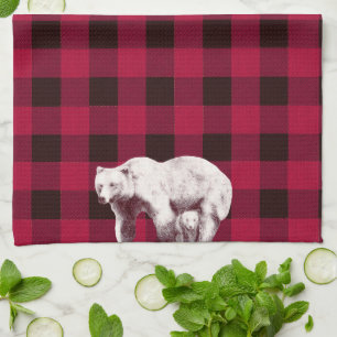 Classic Buffalo Check Momma Bear Tea Towel