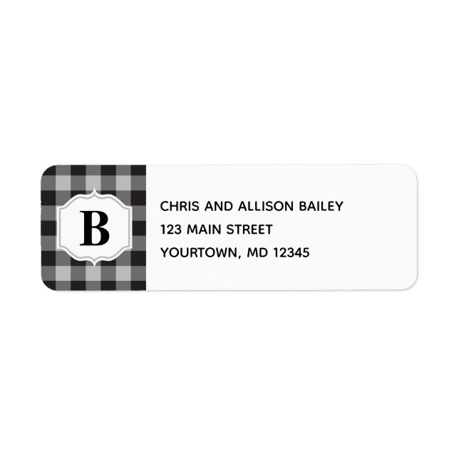 Classic Buffalo Plaid Check Black Grey Monogram (Front)