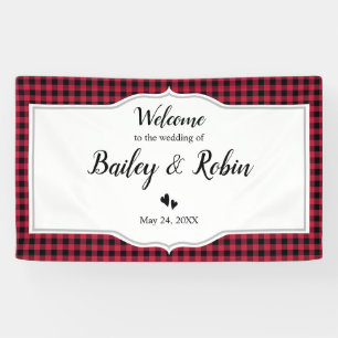 Classic Buffalo Plaid Check Black Red Banner