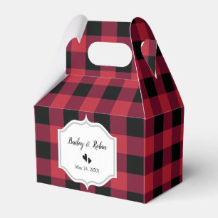Classic Buffalo Plaid Check Black Wedding Favour Box