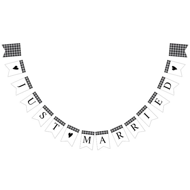 Classic Buffalo Plaid Check Black White Wedding Bunting (All)