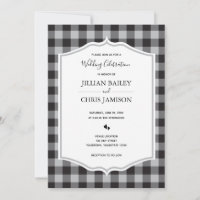 Classic Buffalo Plaid Check Black White Wedding
