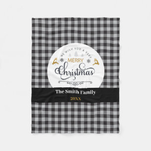 Classic Buffalo Plaid Check Merry Christmas Fleece Blanket