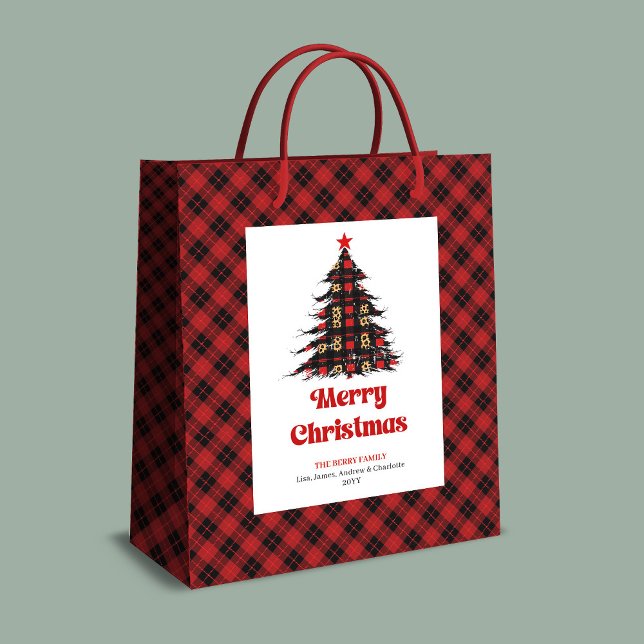 Classic buffalo plaid Christmas bag editable name (Classic buffalo plaid Christmas bag editable name)