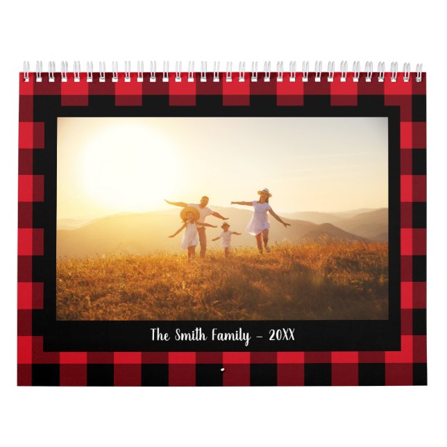 Classic Buffalo Plaid Family Photo Calendar (Cover)