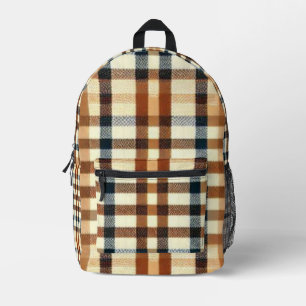 Classic Buffalo Plaid Rustic Brown & Terracotta Printed Backpack