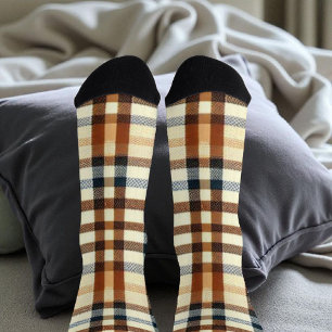 Classic Buffalo Plaid Socks in Rustic Terracotta