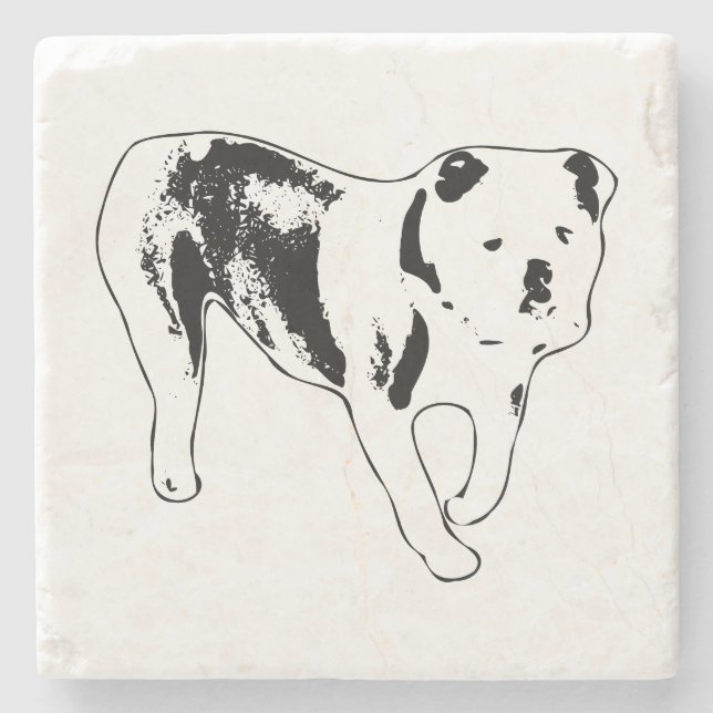 Classic Bulldog Silhouette Stone Coaster (Front)