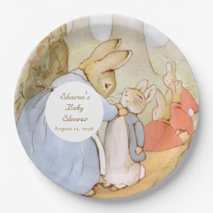 Classic Bunnies Baby Shower Paper Plate