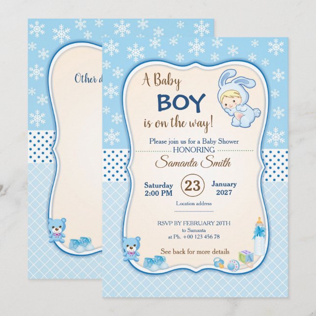 Classic bunny Baby Shower Invitation (Front/Back)
