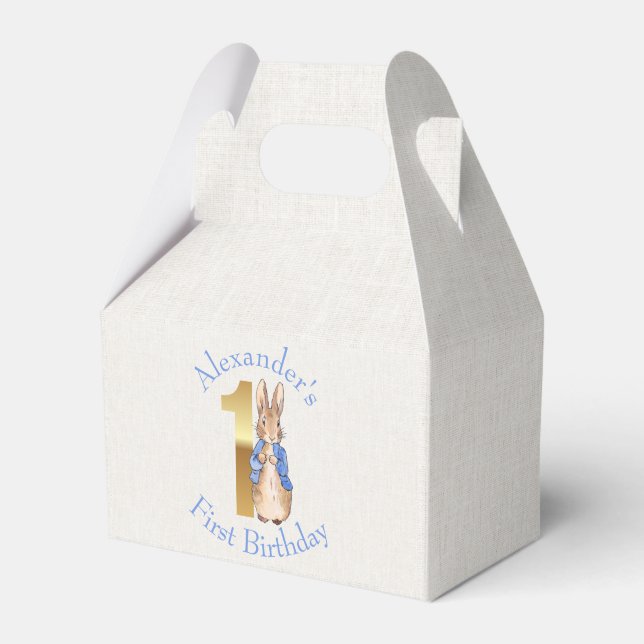 Classic bunny First birthday party Favour Box (Front Side)