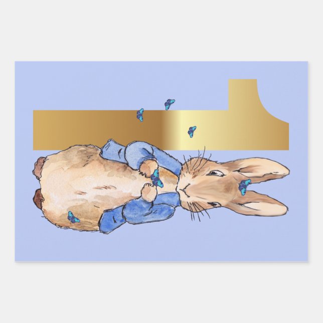 Classic bunny rabbit 1st birthday  wrapping paper sheet (Front)