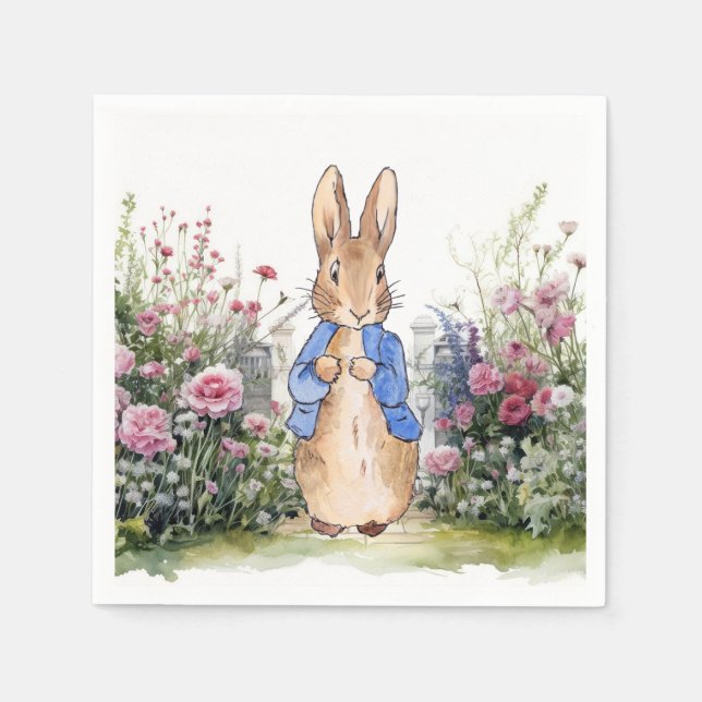 Classic bunny rabbit in his garden napkin (Front)
