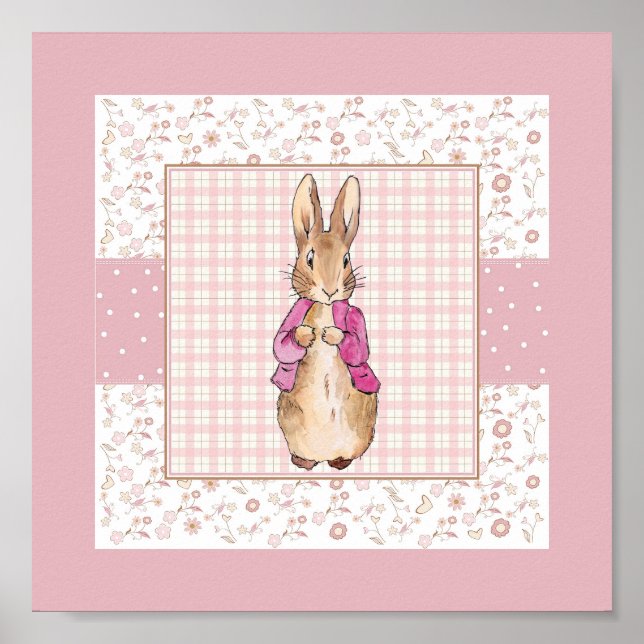 Classic Bunny Rabbit pink jacket Nursery Art Poster (Front)