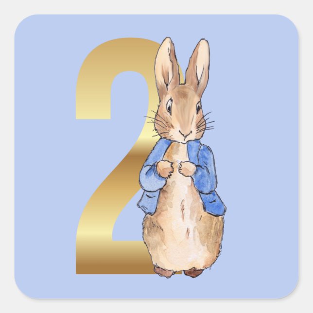 Classic Bunny Rabbit Second Birthday Square Sticker (Front)