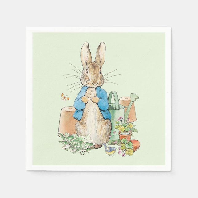 Classic bunny rabbit wearing blue jacket napkin (Front)