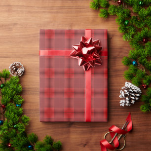 Classic Burgundy and Bright Red Plaid Wrapping Paper