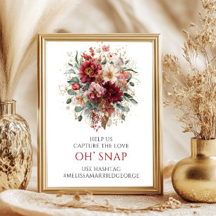 Classic Burgundy Autumn Floral Oh Snap Sign