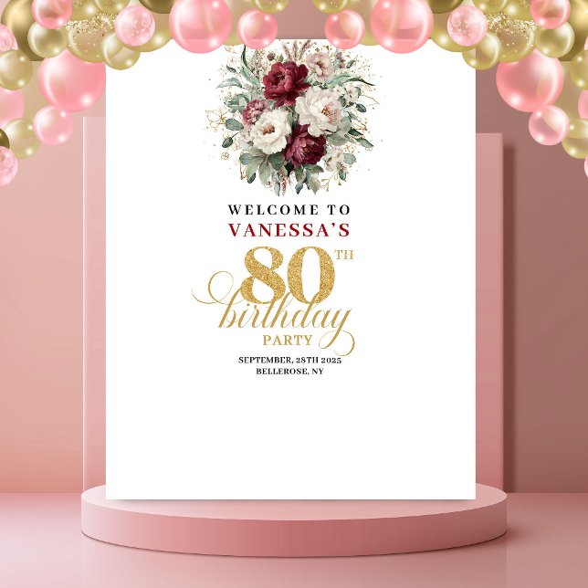 Classic Burgundy Blush 80th Birthday Tapestry (Classic Burgundy Blush 80th Birthday Tapestry)