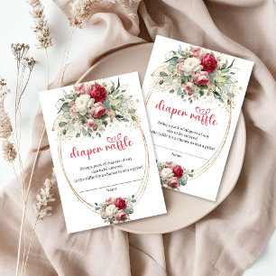 Classic Burgundy Blush Floral Diaper Raffle Card