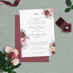 Classic Burgundy Blush Rose & Peony Invitation