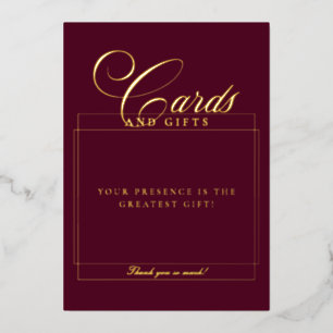 Classic Burgundy Calligraphy Card & Gifts Sign