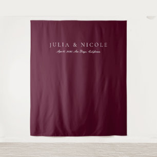 Classic Burgundy Calligraphy Wedding Backdrops Tapestry