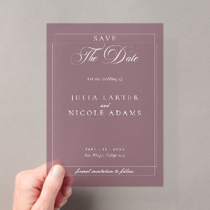 Classic Burgundy Calligraphy Wedding Save The Date Acrylic Invitations
