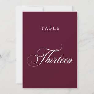Classic Burgundy Calligraphy Wedding Table Number