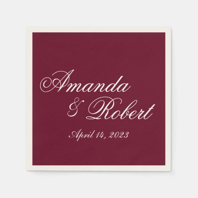 Classic Burgundy Custom Wedding Paper Napkin (Front)