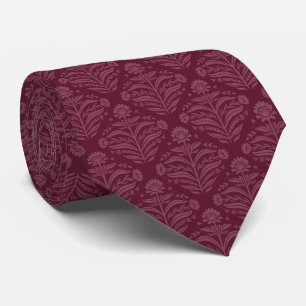 Classic Burgundy Damask Pattern Tie