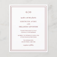Classic Burgundy Elegant Budget Wedding Invitation