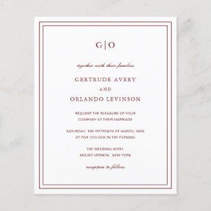 Classic Burgundy Elegant Budget Wedding Invitation Flyer