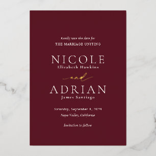 Classic Burgundy Elegant Wedding Save the Date