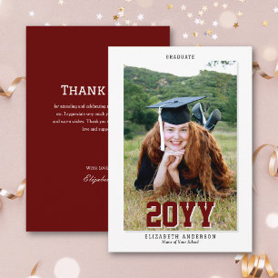 Classic Burgundy Graduate 2024 Graduation Photo Thank You Card