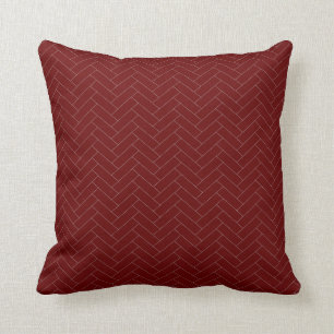 Classic Burgundy Grey Herringbone Pattern Cushion